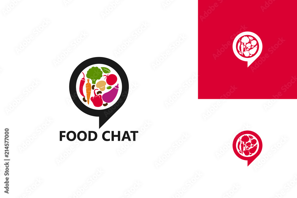 Food Chat Logo Template Design Vector, Emblem, Design Concept, Creative Symbol, Icon