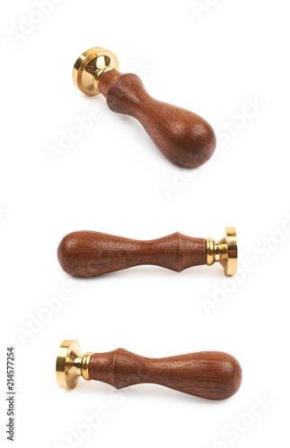 Sealing wax wooden stamper isolated