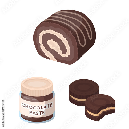 Chocolate Dessert cartoon icons in set collection for design. Chocolate and Sweets vector symbol stock web illustration.
