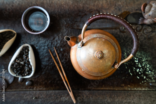 Tea ceremony set on table photo