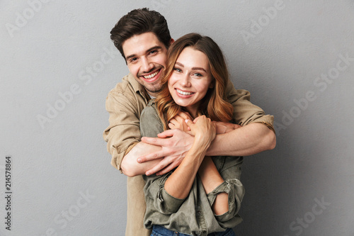 Lovely young couple hugging photo