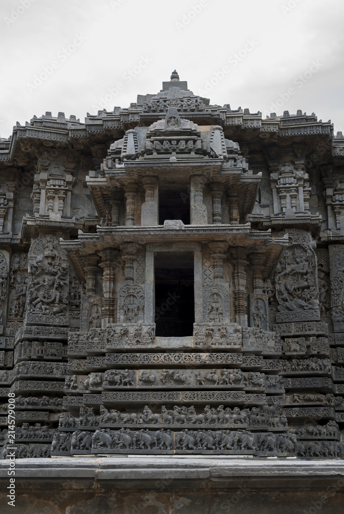 Hoysala architecture, It is known that the famous temple derived its name from the King Vishnuvardhana Hoysaleswara, who built the temple.Karnataka,India Hoysala architecture, It is known that the famous temple derived its name from the King Vishnuvardhana Hoysaleswara, who built the temple.Karnataka,India