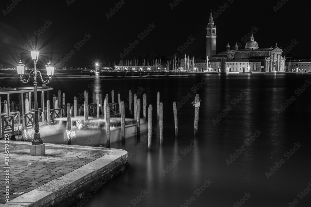 Magic of Venice by Night. Black and white