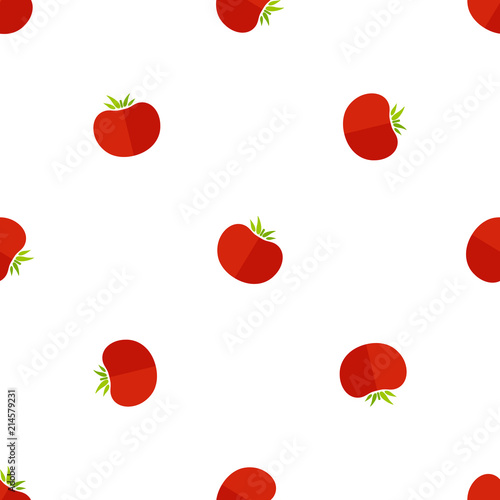Fototapeta Naklejka Na Ścianę i Meble -  Decorative seamless vegetable pattern. Modern fashion texture background design with randomly ordered tomato vegetables in natural rose and red colors. Vector illustration for organic fabric print