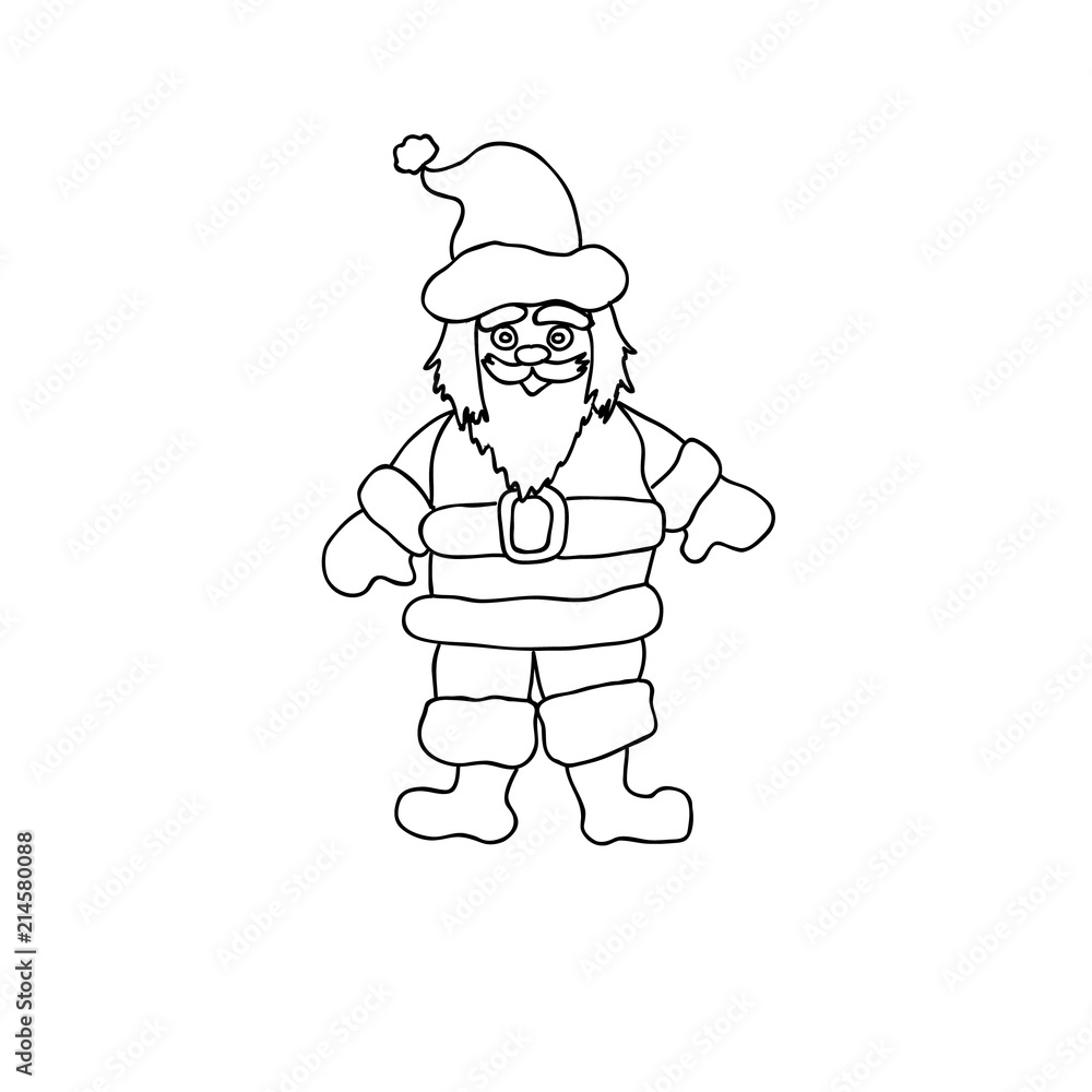 Santa Claus children coloring page line art isolated on white Santa Claus children coloring page line art isolated on white
