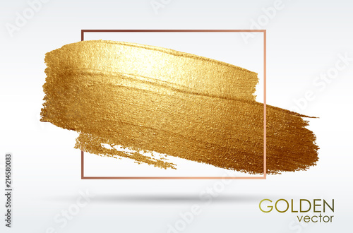 Smear swith an artistic brush. Gold grunge texture. Brilliant shiny patterns. Samples are stored in the palette of brushes. Light background. Vector abstract image. A high resolution.