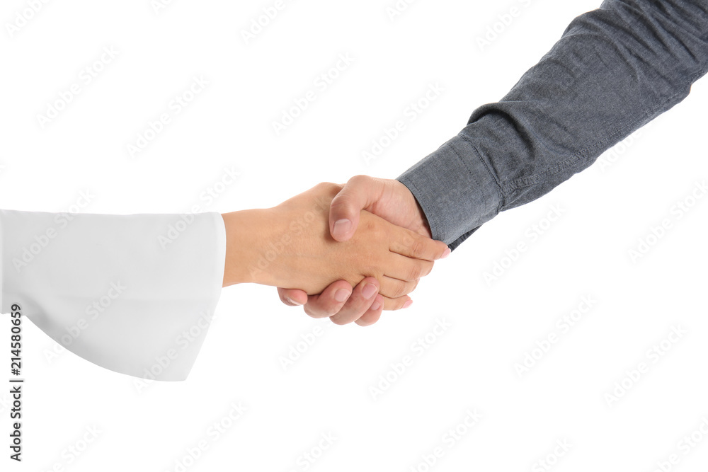 People shaking hands on white background People shaking hands on white background