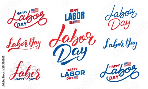 Labor Day. Set of lettering labels for USA Labor Day