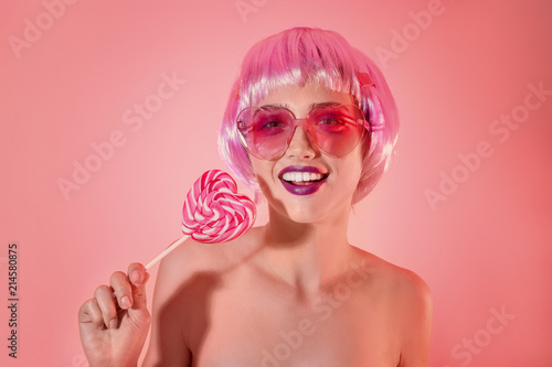 Young woman with unusual ha...