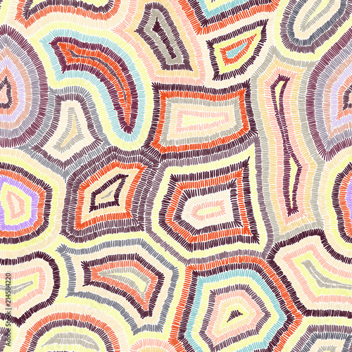 Embroidered seamless pattern. Handmade. Prints for textiles in patchwork style.
