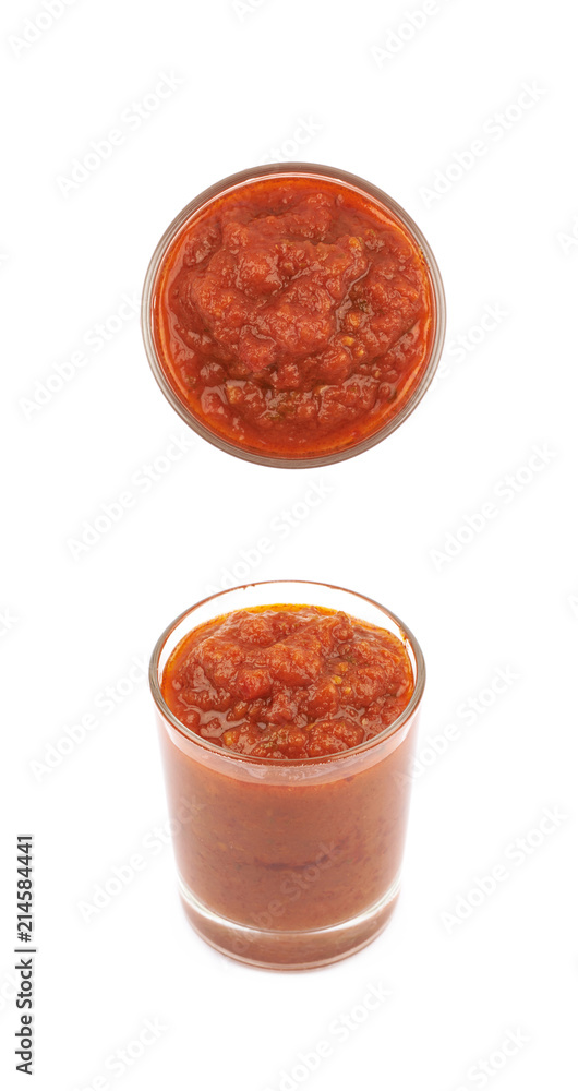 Marinara tomato sauce in a glass Marinara tomato sauce in a glass