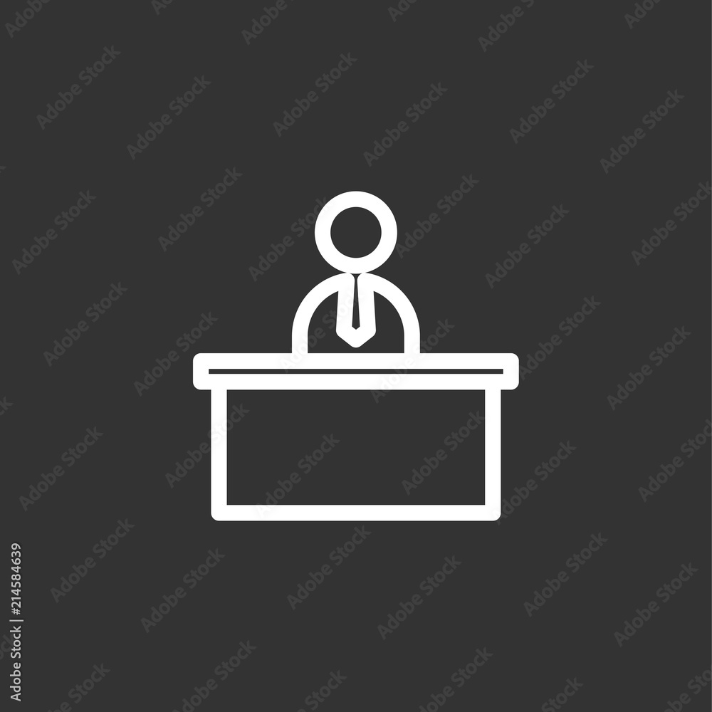 Reception desk business people icon simple line flat illustration Reception desk business people icon simple line flat illustration