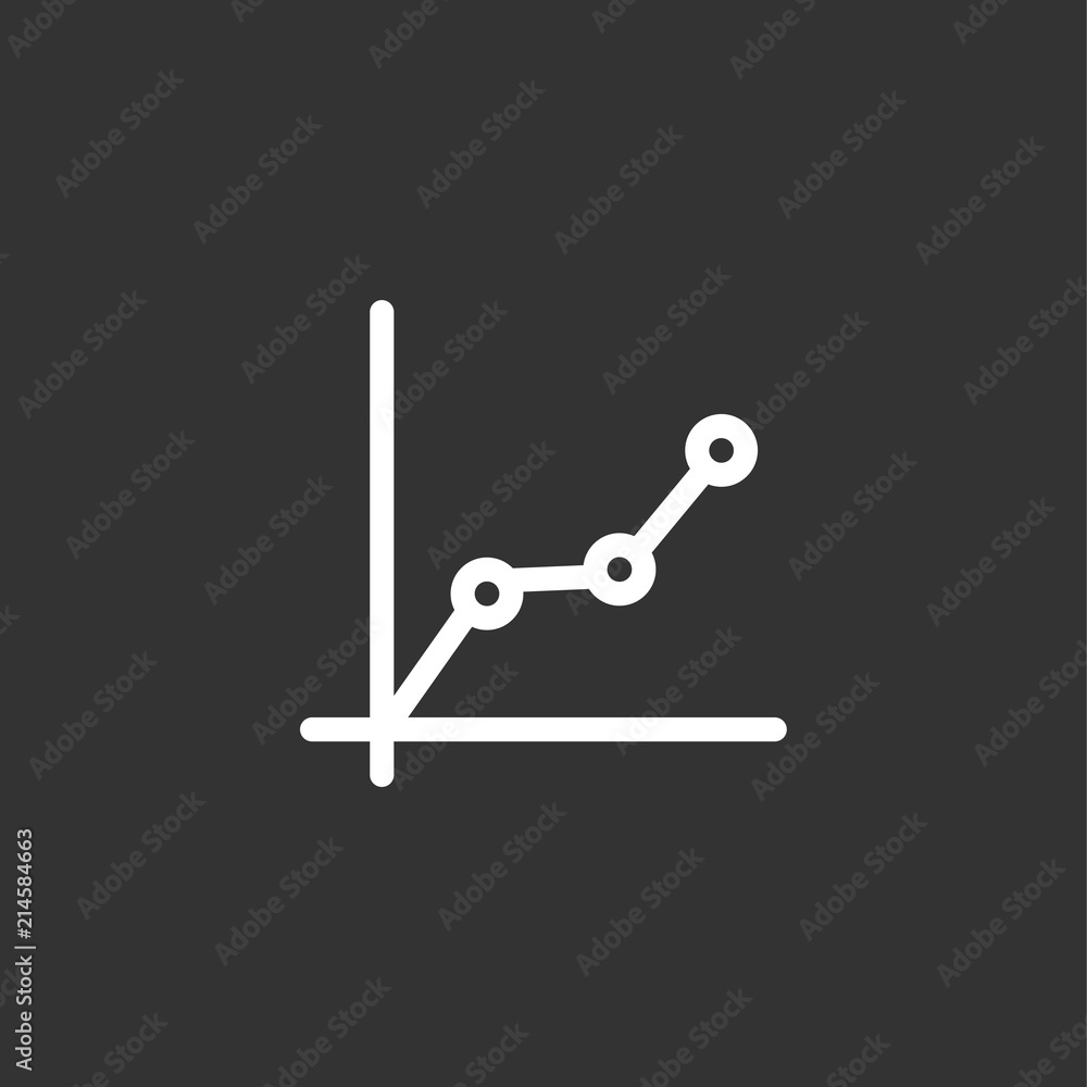 Graph growth line simple flat style outline icon on screen Graph growth line simple flat style outline icon on screen