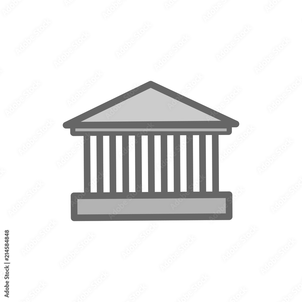 Bank building isolated simple flat style outline vector illustration