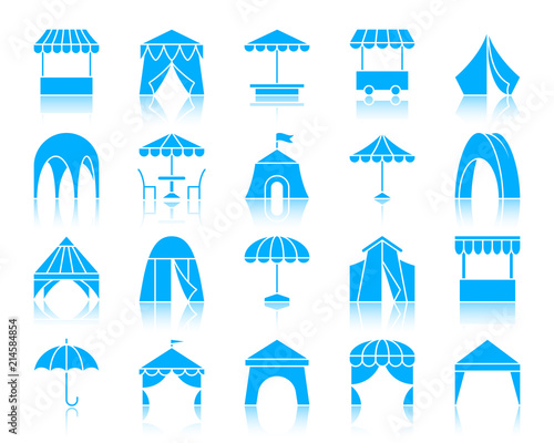 Tent color silhouette icons vector set