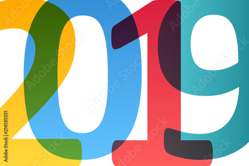 Happy New Year 2019 colorful background.