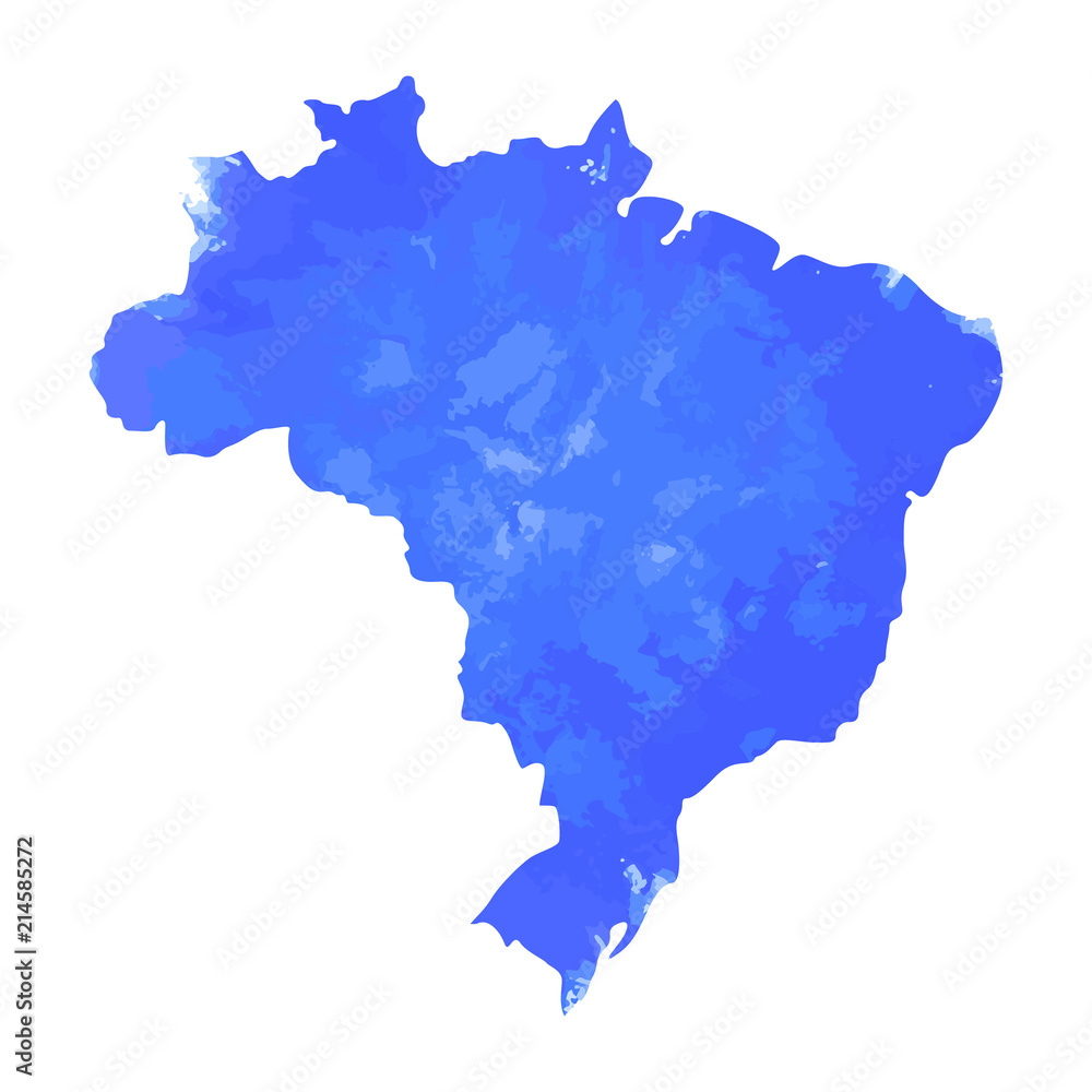 map of brazil with blue watercolor