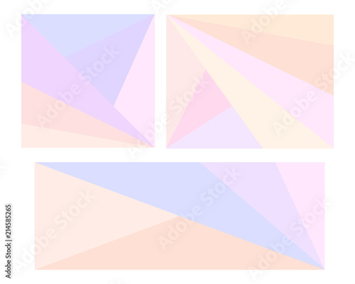 Abstract geometry backgrounds set. Gentle pastel palette.