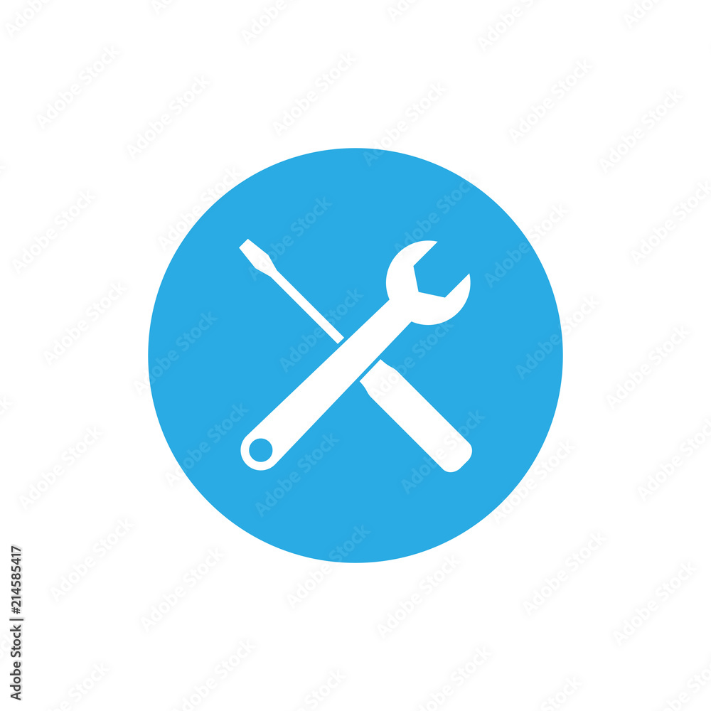 Screwdriver and wrench icon. Vector illustration, flat design. Screwdriver and wrench icon. Vector illustration, flat design.