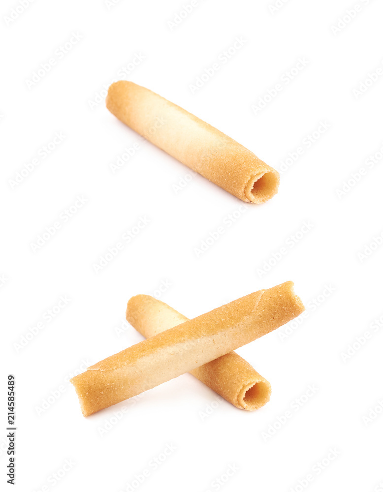 Tube shaped cookie isolated Tube shaped cookie isolated