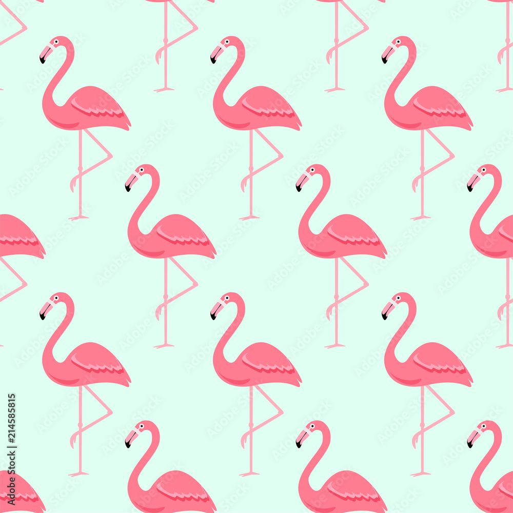 Fototapeta premium Flamingo Bird Background - Retro seamless pattern in vector
