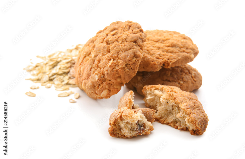 Delicious oatmeal cookies on white background Delicious oatmeal cookies on white background