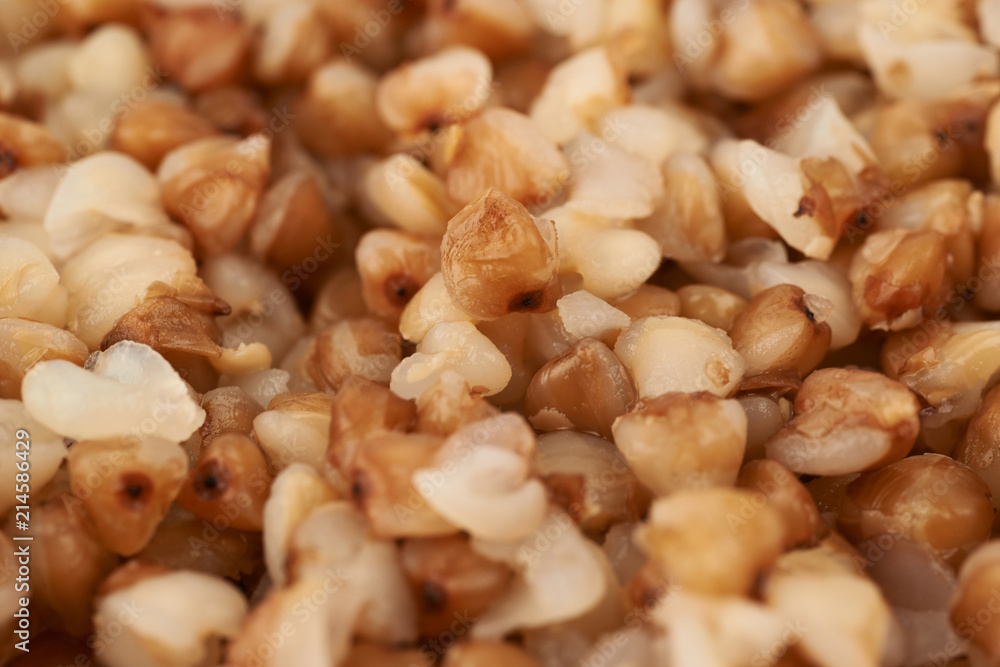 Surface coated with the cooked buckwheat Surface coated with the cooked buckwheat