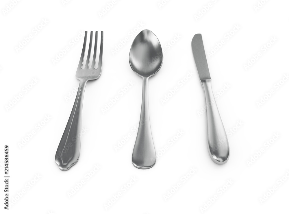 3d rendering of fork on white background 3d rendering of fork on white background
