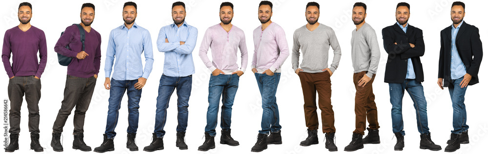 Collage of African american man with beard happy isolated on white Collage of African american man with beard happy isolated on white