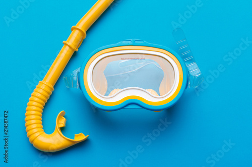 Snorkeling mask equipment on a vibrant background