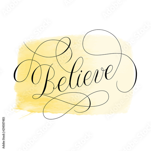 Believe text calligraphy with flourish elements  vector