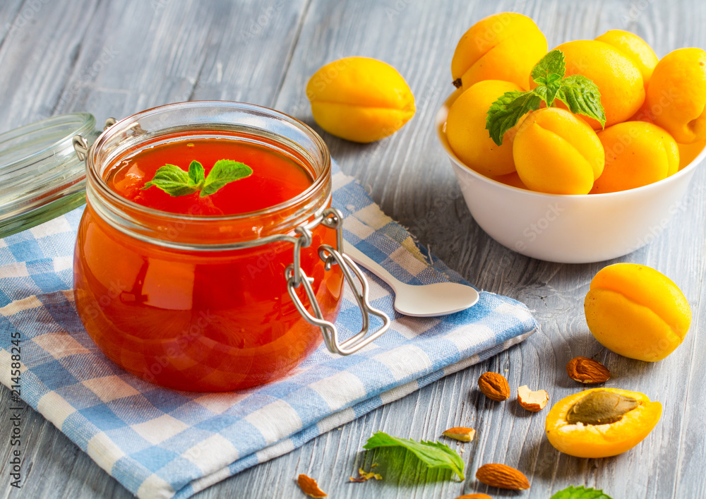apricot jam fruit fresh brigh twooden background apricot jam fruit fresh brigh twooden background