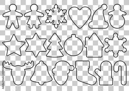 Gingerbread outline objects set
