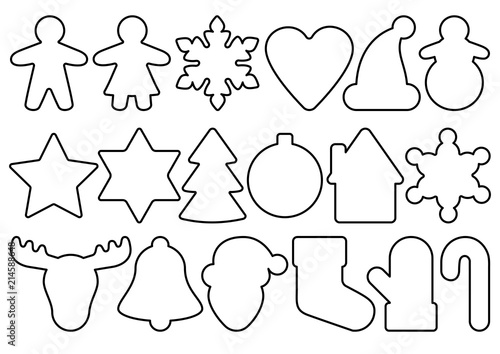 Gingerbread outline objects set