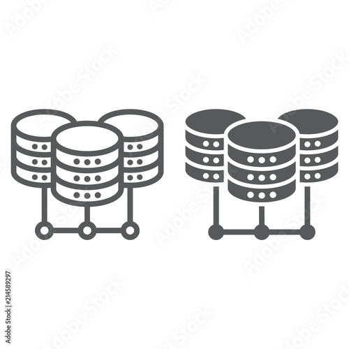 Data Center line and glyph icon, data and analytics, network hosting sign, vector graphics, a linear pattern on a white background, eps 10.