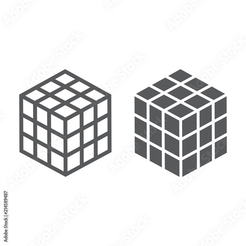 Math cube line and glyph icon, block and geometric, square sign, vector graphics, a linear pattern on a white background, eps 10.