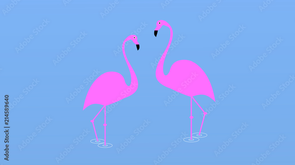 Fototapeta premium Flamingo bird illustration design on background. Minimal flat style