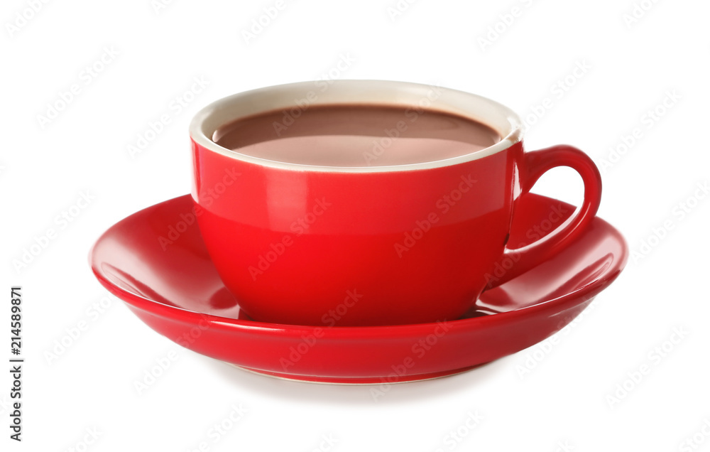 Cup of tasty cocoa drink on white background Cup of tasty cocoa drink on white background