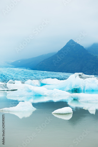 Icebergs in the Fjallsarlon glacial lake, Iceland