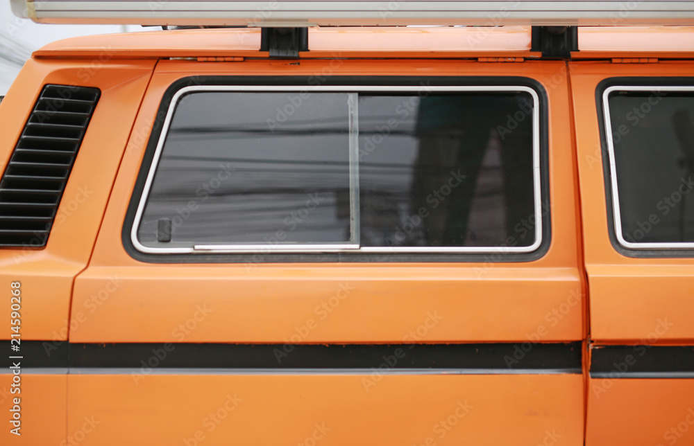 Close up old van windows.