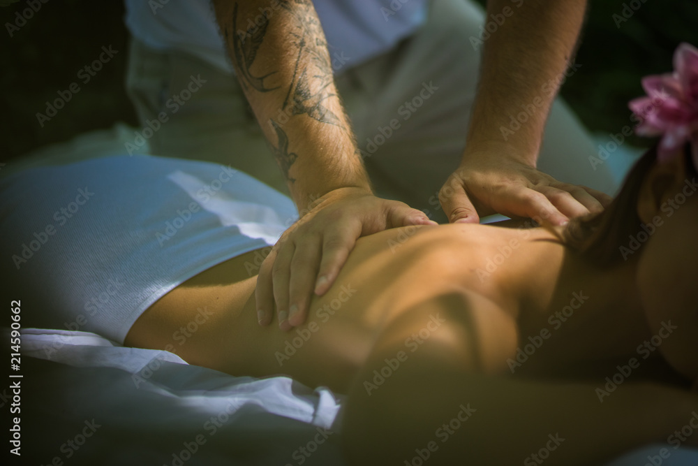 Close up image of women at massage treatment.