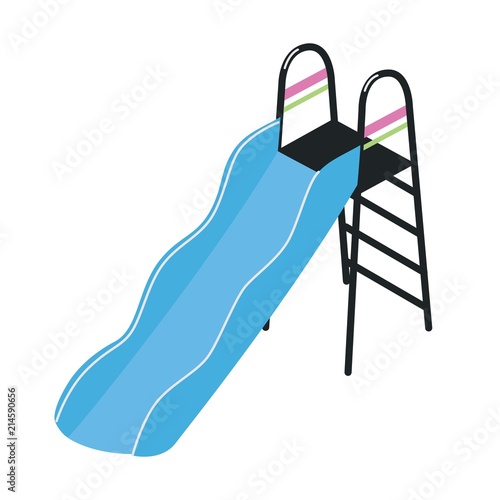 Playground slide with ladder isolated on white background. Outdoor device or ...