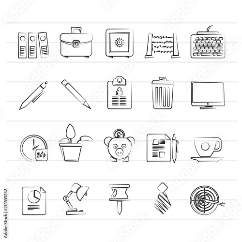 Business and office equipment icons - vector icon set 1