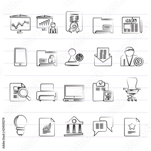 Business and office equipment icons - vector icon set 2
