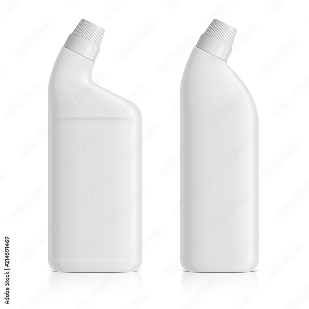 A set of realistic white plastic bottles for gel-cleaning A set of realistic white plastic bottles for gel-cleaning