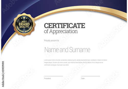 Certificate template. Diploma of modern design or gift certificate.