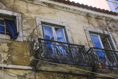 facade of dilapidated building