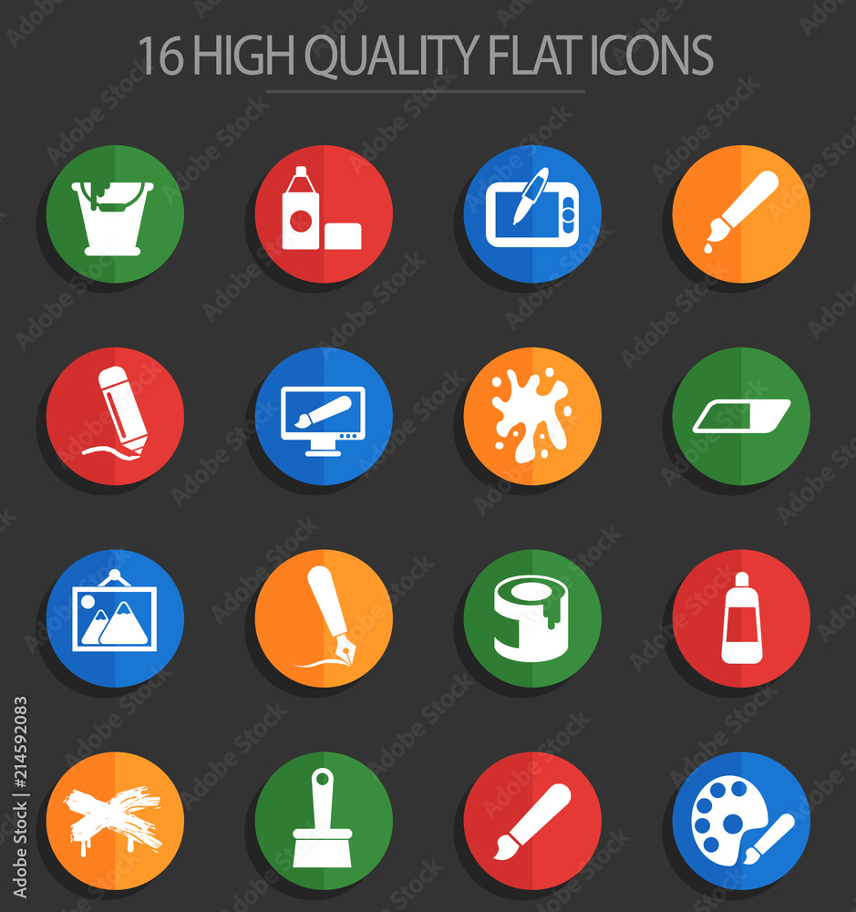 Fototapeta premium art 16 flat icons