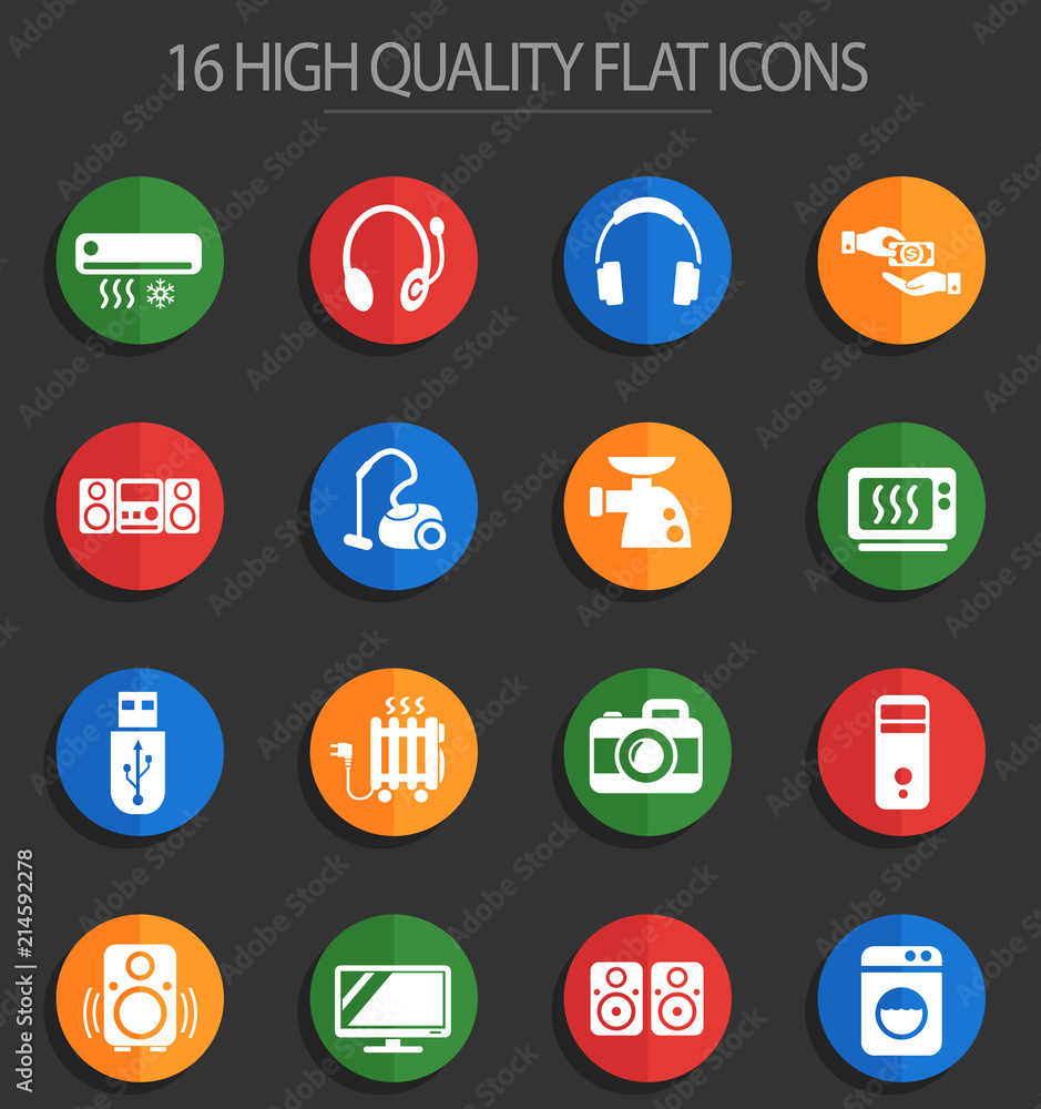 electronics supermarket 16 flat icons electronics supermarket 16 flat icons