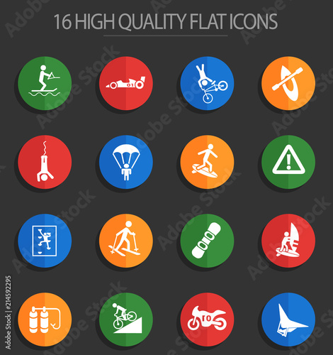 extreme sport 16 flat icons